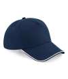 BB25C B25C Beechfield Authentic Piped 5 Panel Cap French Navy / White colour image